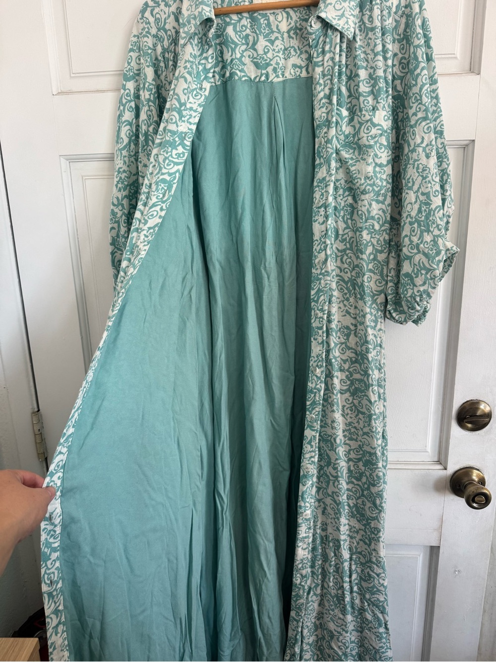 Anthropologie Maeve The Irene Linen Long Shirt Dress Puff Sleeve Tie Waist 2X - Picture 10 of 10
